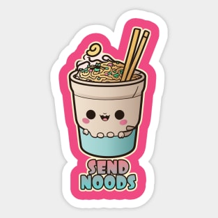 "Send Noods" Kawaii Cup of Ramen Noodles Graphic Sticker